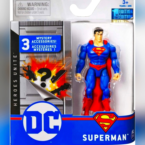 Action Figure Superman 10 Cm Spin Master - DC Heroes Unite 2020, Con Accessori Misteriosi